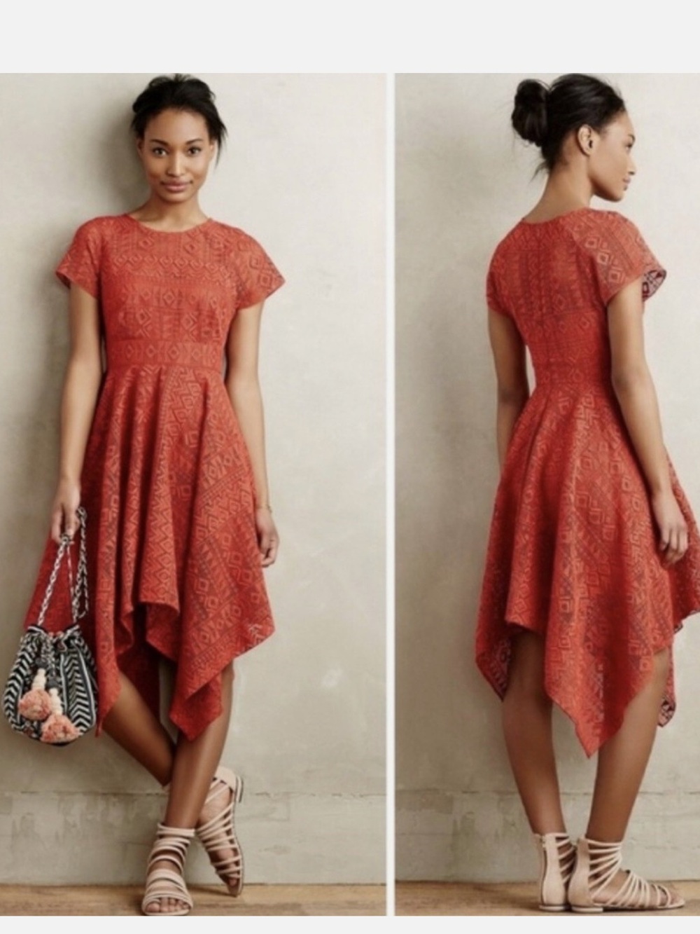 Anthropologie MAEVE Prima Lace Handkerchief Hem Dress